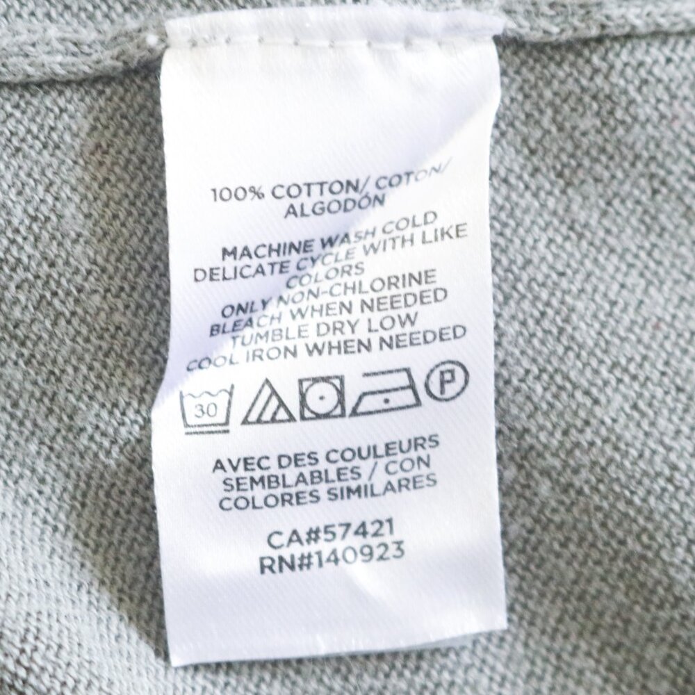 Loft | Soft Sage Green Grey Lightweight Button Front Crewneck Cardigan Sweater - Picture 8 of 13